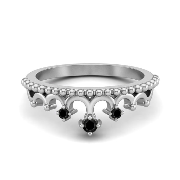 Natural Black Spinel Tiara Ring Unique Women Crown Ring Princess Queen Ring