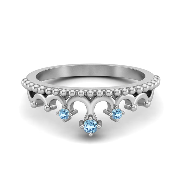 Princess Queen Beautiful Ring 925 Sterling Silver Blue Topaz Tiara Ring