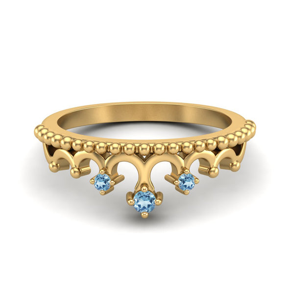 Princess Queen Beautiful Ring 925 Sterling Silver Blue Topaz Tiara Ring