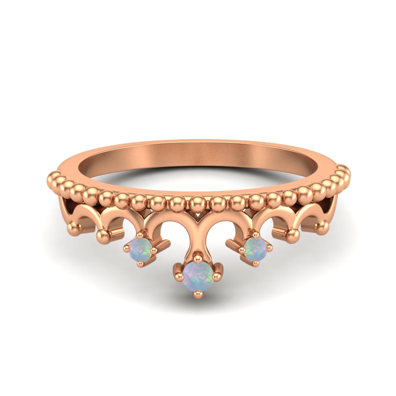 Opal Tiara Design Crown Ring- Sterling Silver