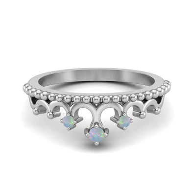 925 Sterling Silver Opal Crown Ring Natural Opal Wedding Ring