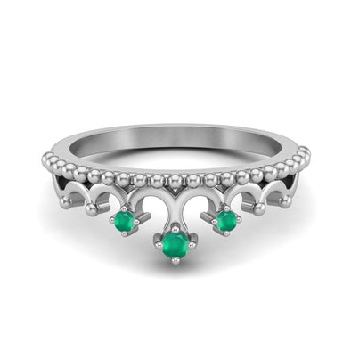 Round Shaped Green Onyx Crown Ring  Art Deco Tiara Bridal Gift Ring