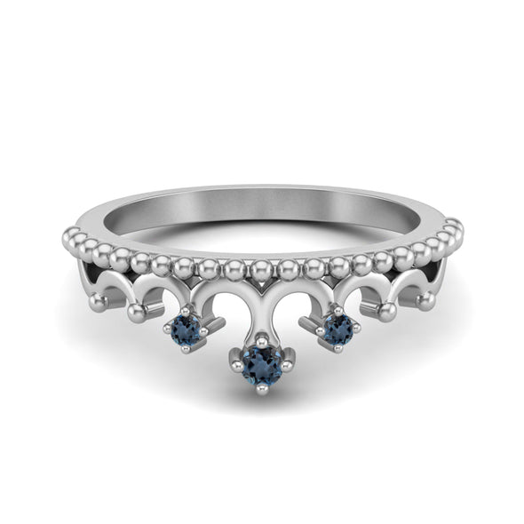 2x2mm London Blue Topaz Engagement Tiara Ring 925 Sterling Silver Crown Ring
