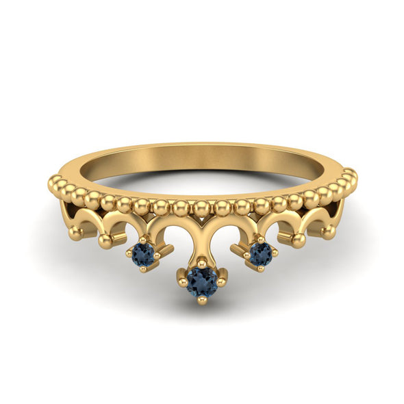 2x2mm London Blue Topaz Engagement Tiara Ring 925 Sterling Silver Crown Ring