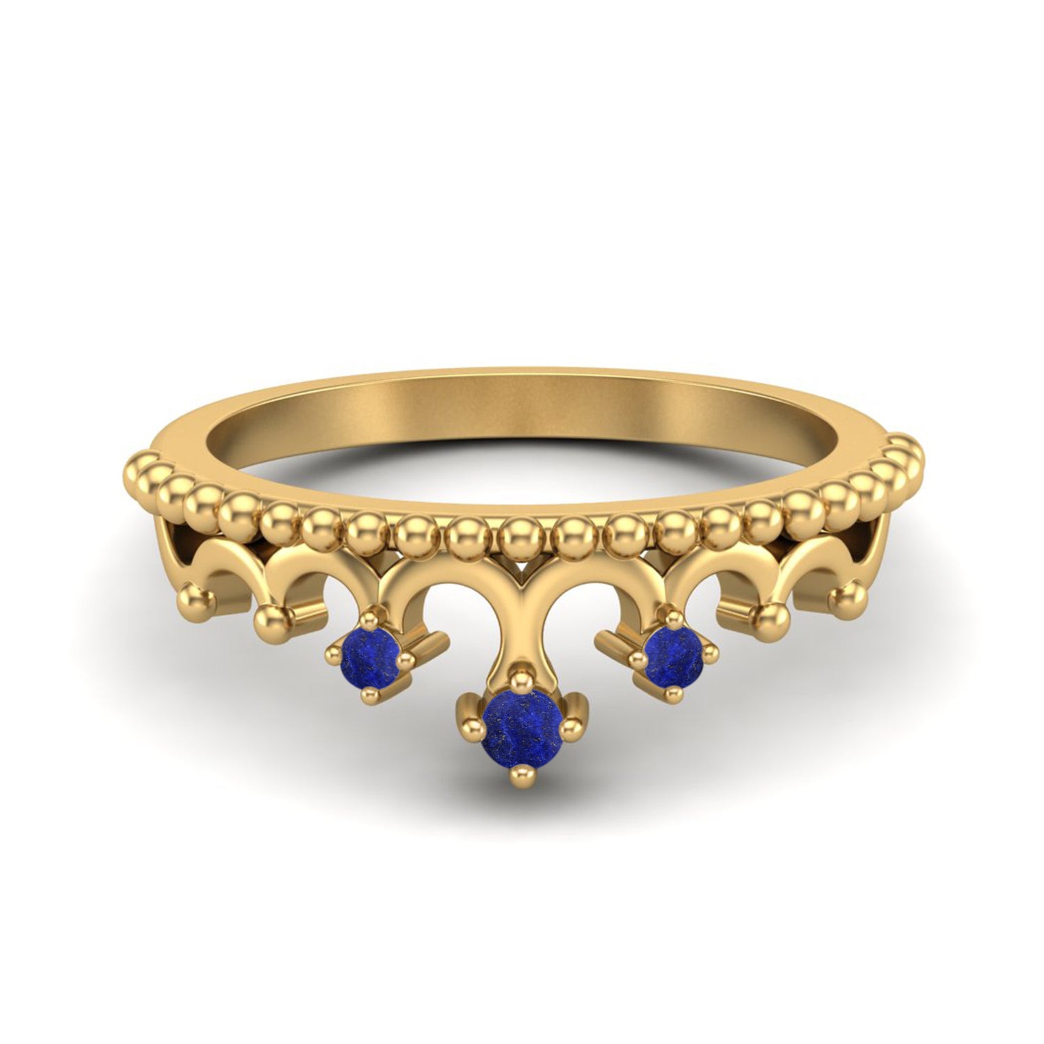 Lapis Lazuli Tiara Design Crown Ring- Sterling Silver