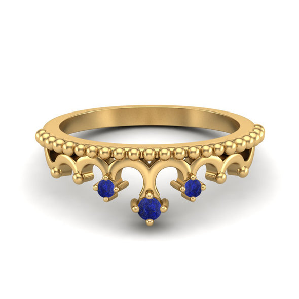 Vintage Lapis Lazuli Crown Wedding Ring Art Deco Tiara Ring For Women