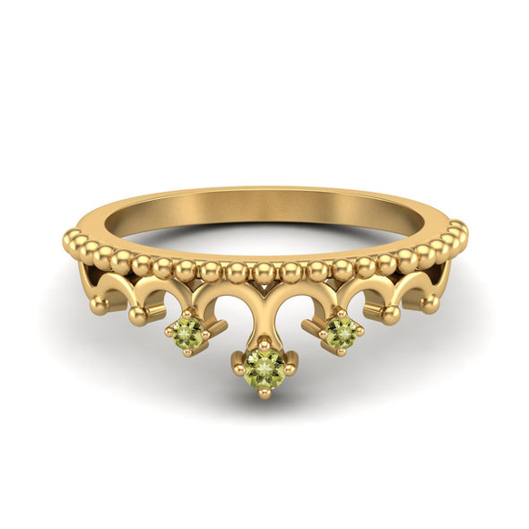 925 Sterling Silver Lemon Quartz Princess Crown Ring Women Promise Ring