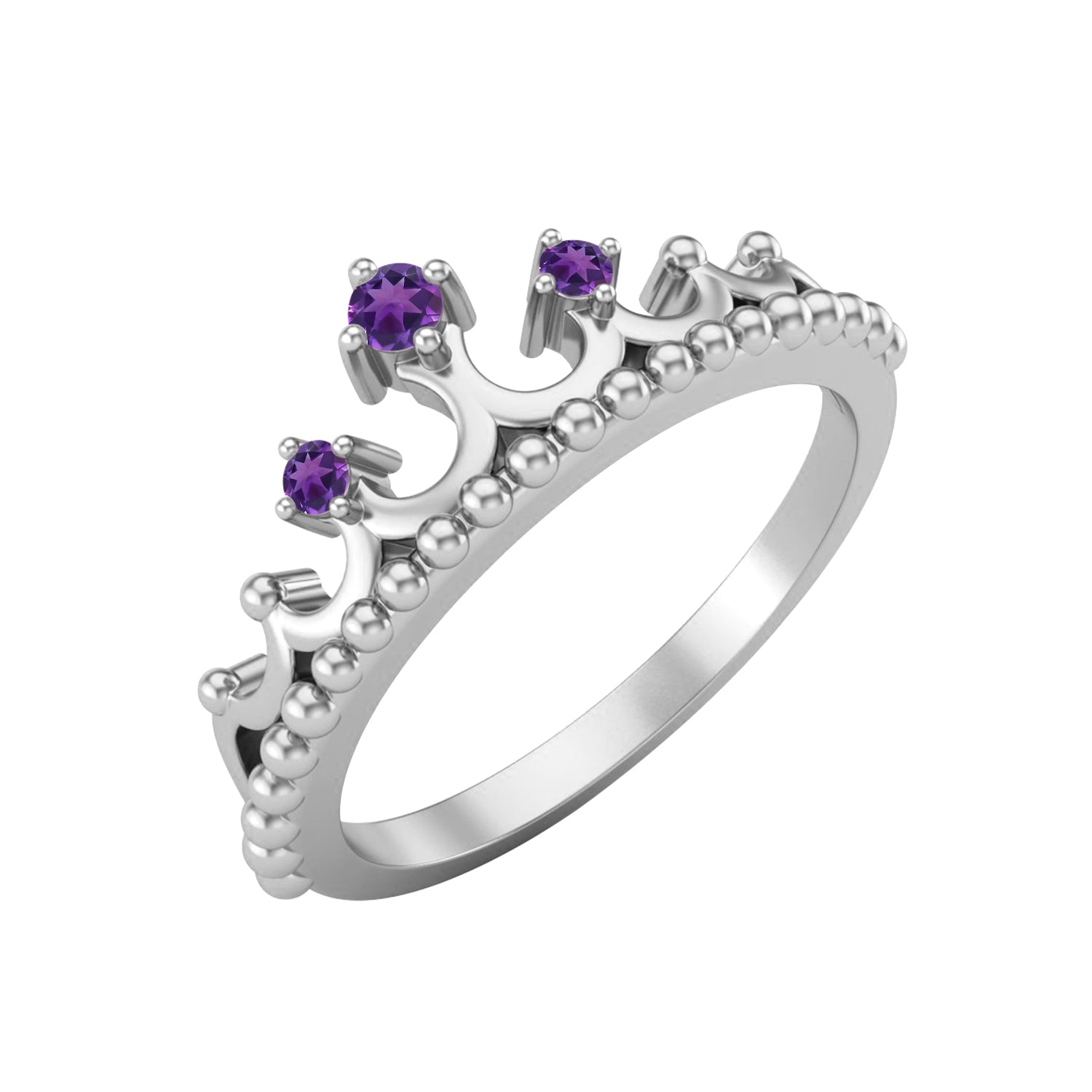 Amethyst Vintage Crown Tiara Ring – Sterling Silver