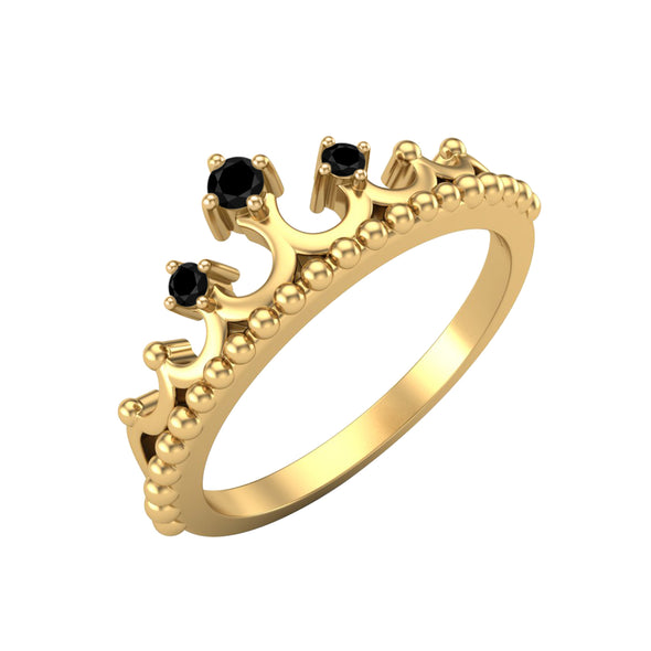 Natural Black Spinel Tiara Ring Unique Women Crown Ring Princess Queen Ring