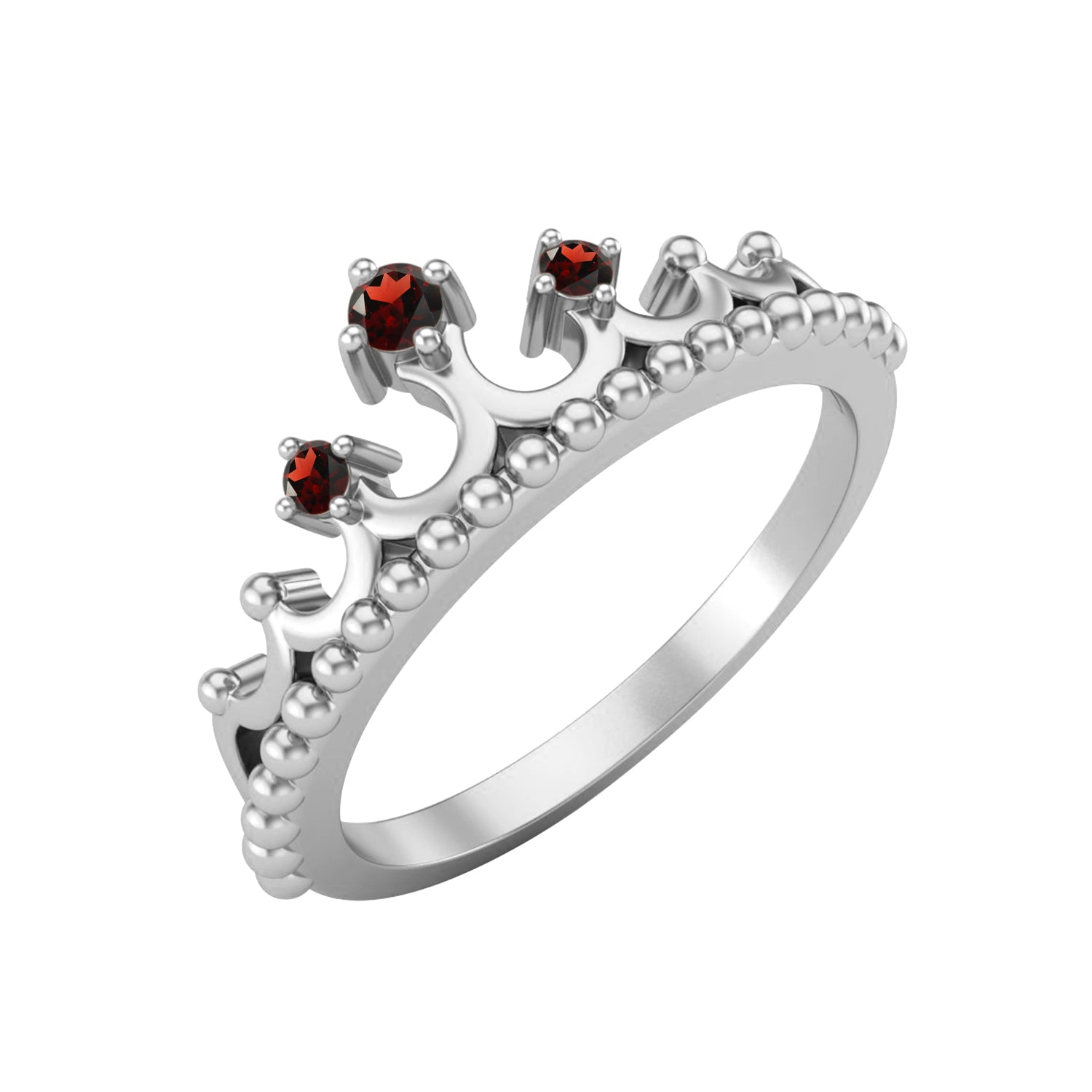 Garnet Crown Tiara Vintage-Inspired Ring – Sterling Silver