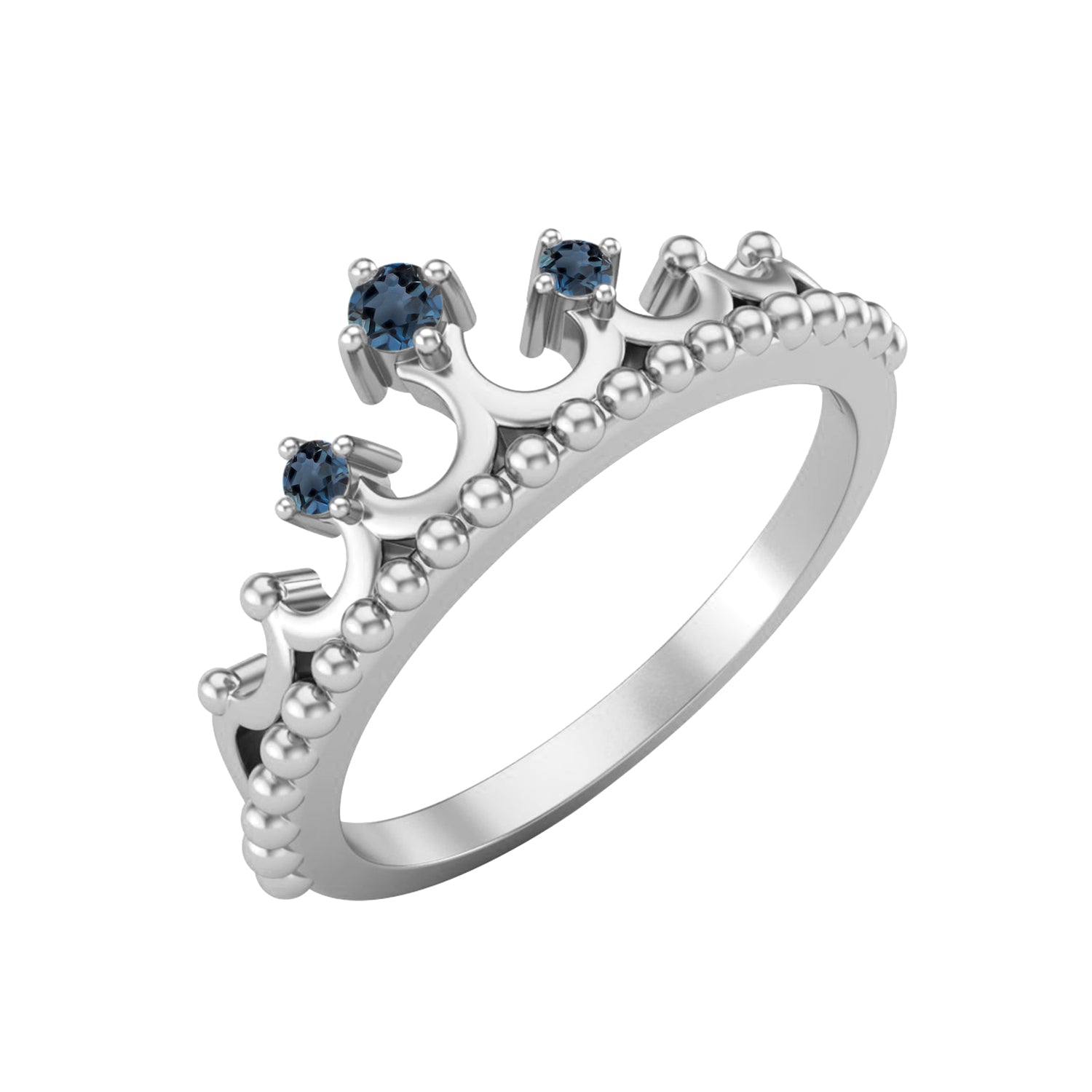 London Blue Topaz Vintage Crown Tiara Ring – Sterling Silver