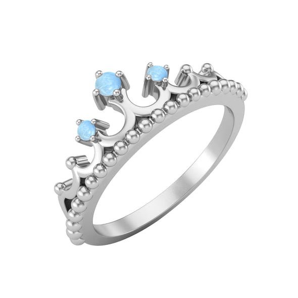 925 Sterling Silver Larimar Wedding Ring Women Crown Ring Unique Promise Ring