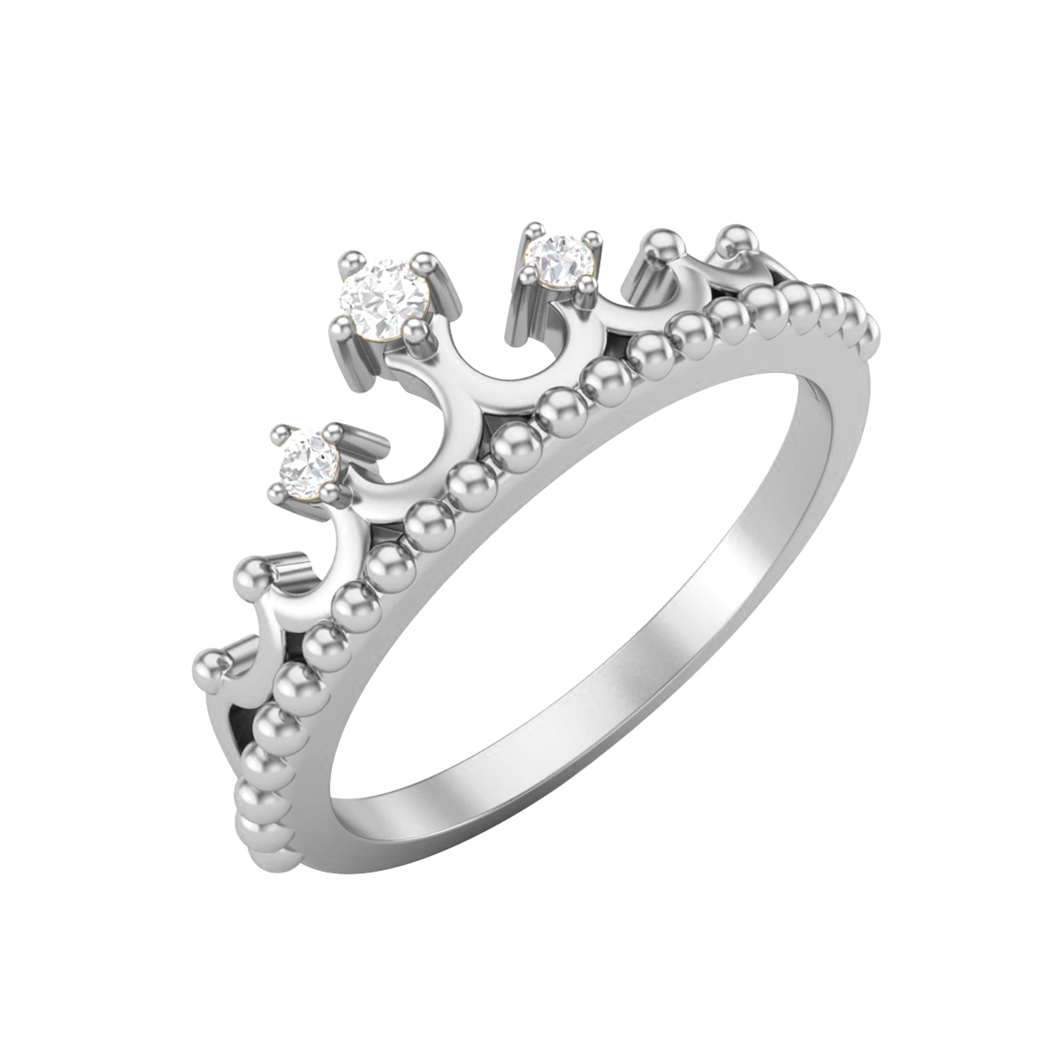 Moissanite Crown Beaded Band Ring – Sterling Silver