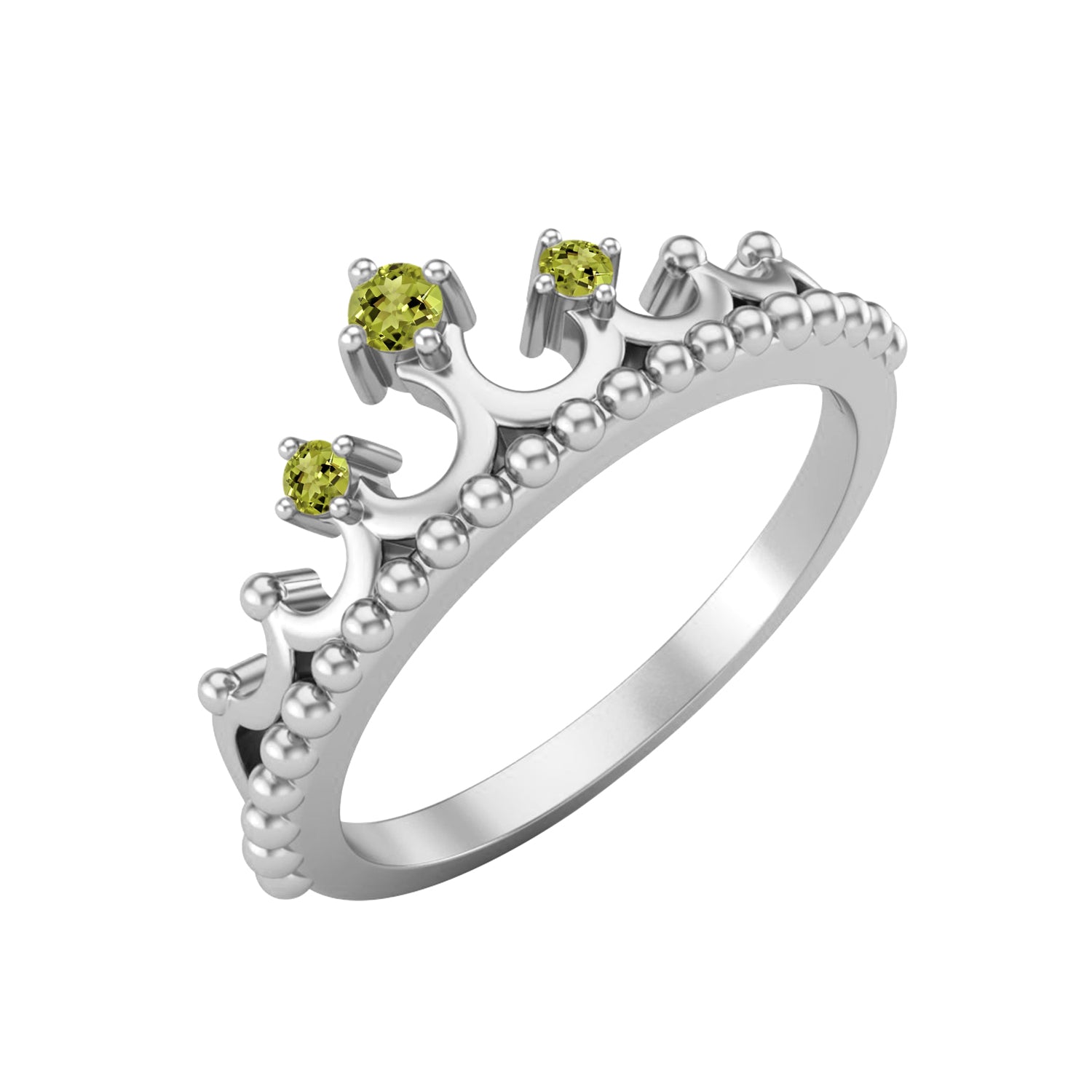 Anello nuziale con tiara in peridoto Art Déco, anello a corona da principessa in argento sterling 925