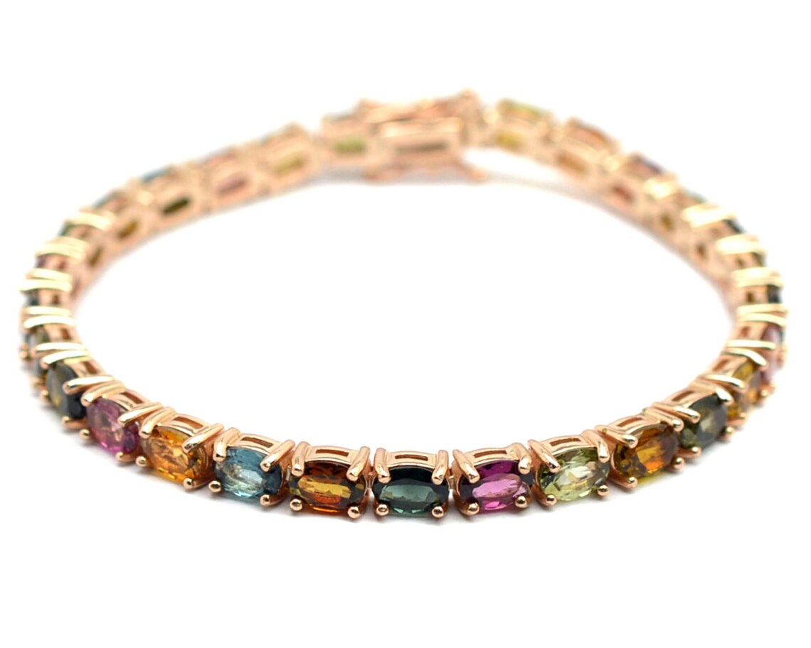 Multi Tourmaline Tennis Bracelet – 925 Sterling Silver