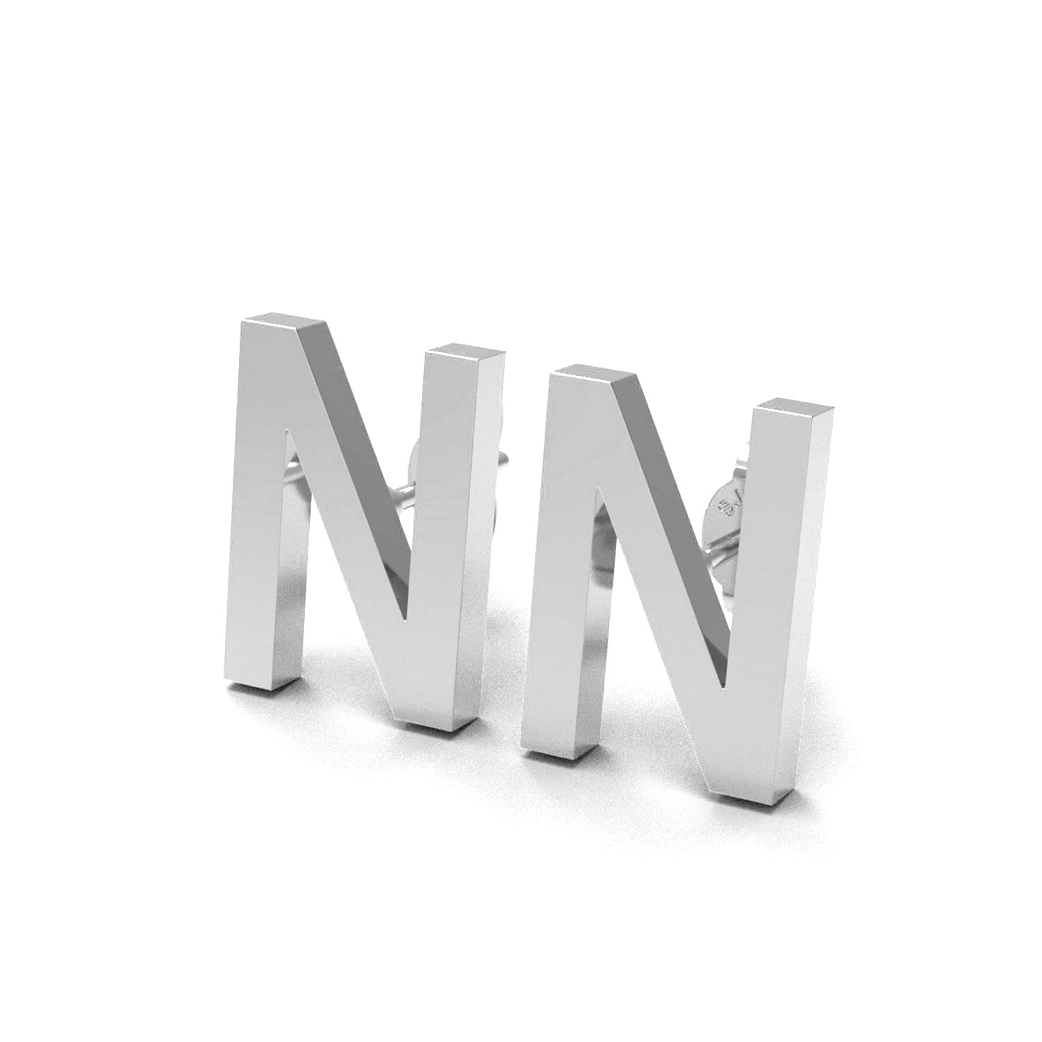 Initial "N" Monogram Stud Earring – Sterling Silver