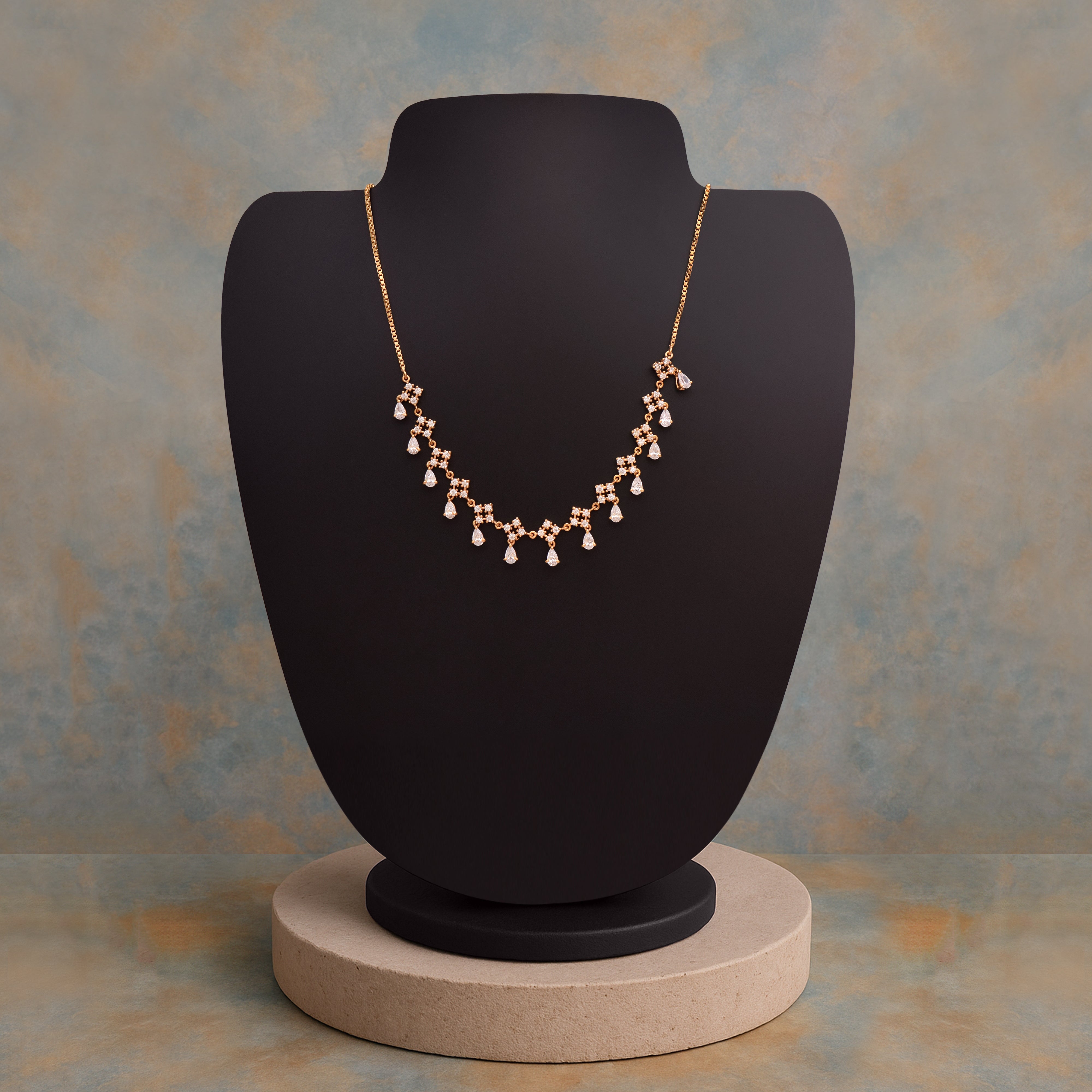Floral Vine Design Gold Vermeil Drop Necklace - Sterling Silver