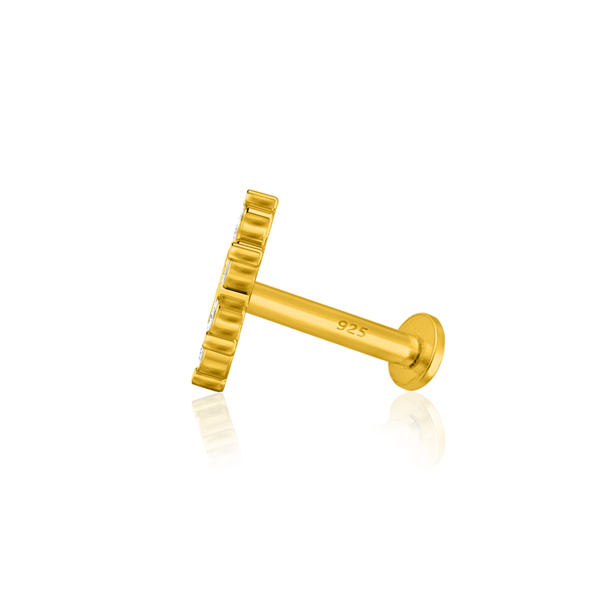 White CZ Chevron Motif Nose Pin – Sterling Silver Gold Plated