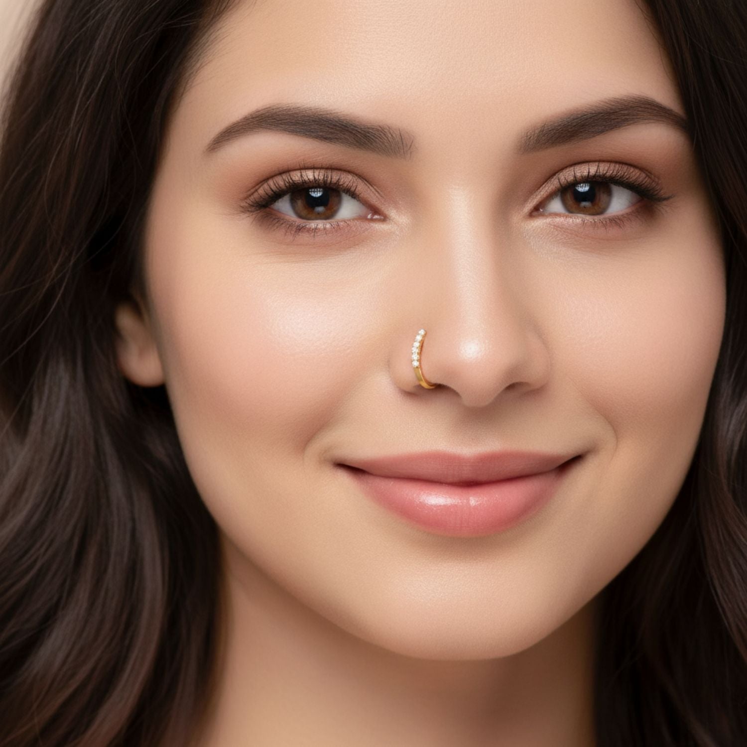 White CZ Vertical Line Nose Pin – Sterling Silver Gold Plated