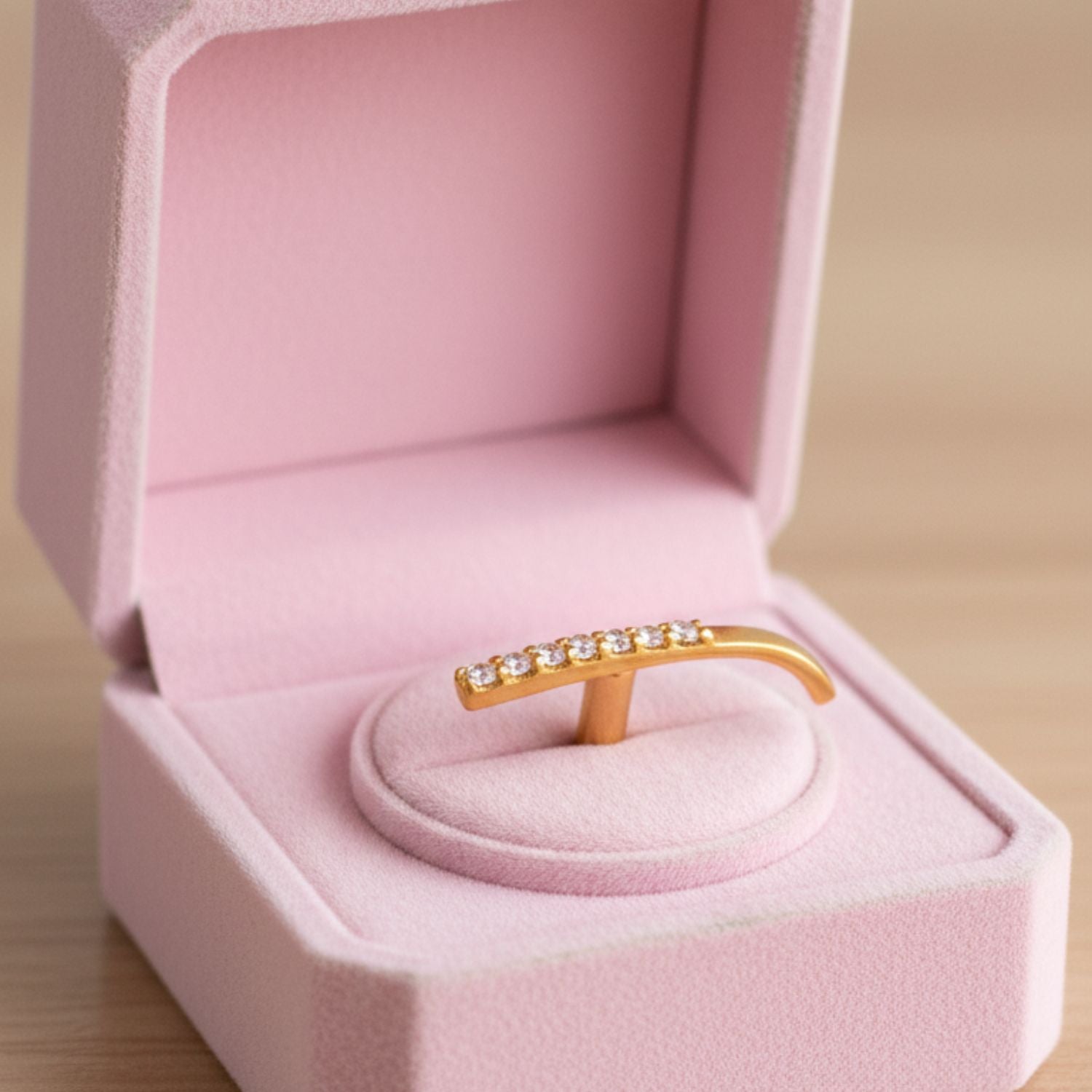 White CZ Vertical Line Nose Pin – Sterling Silver Gold Plated