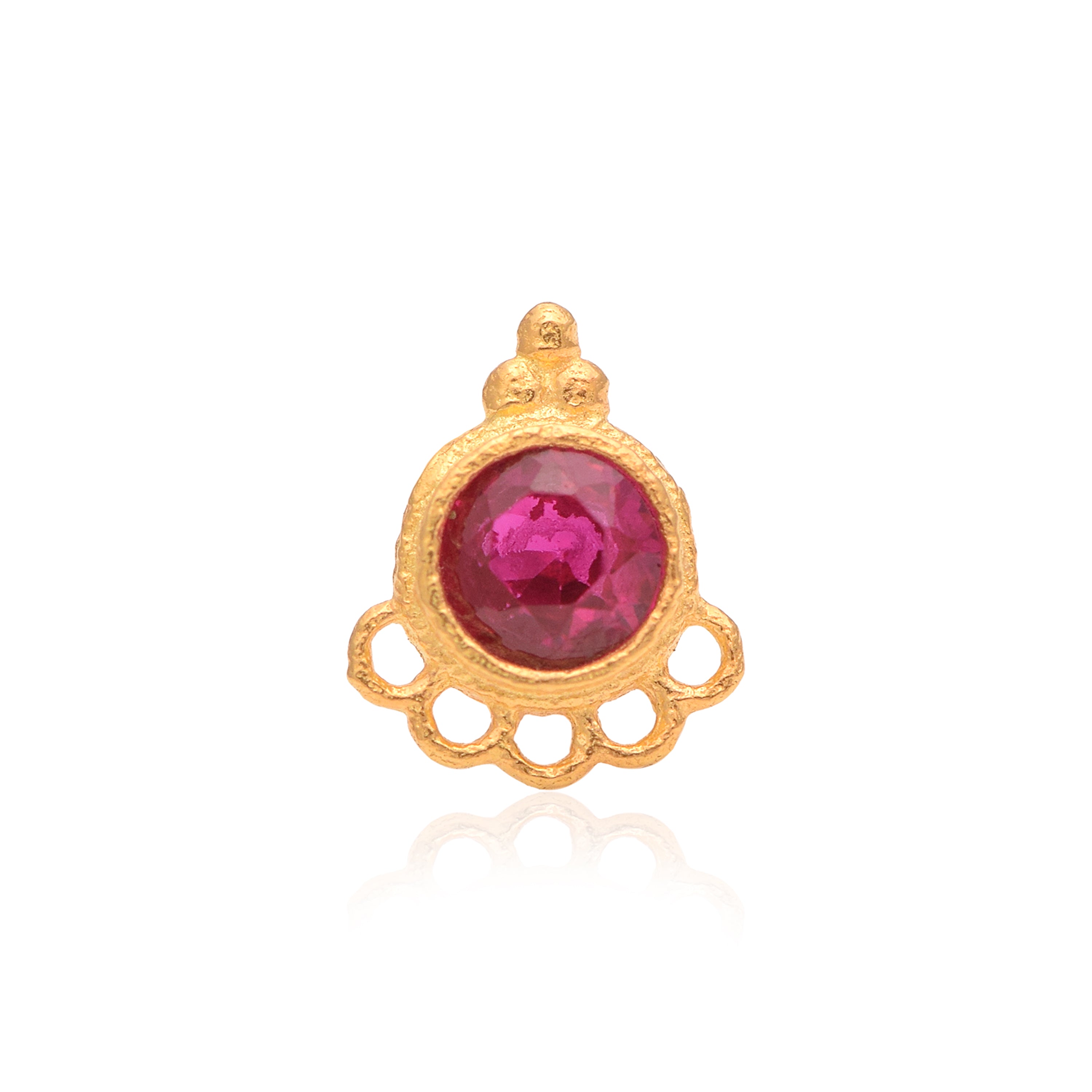 Red CZ Nose Pin - Sterling Silver Gold Plated
