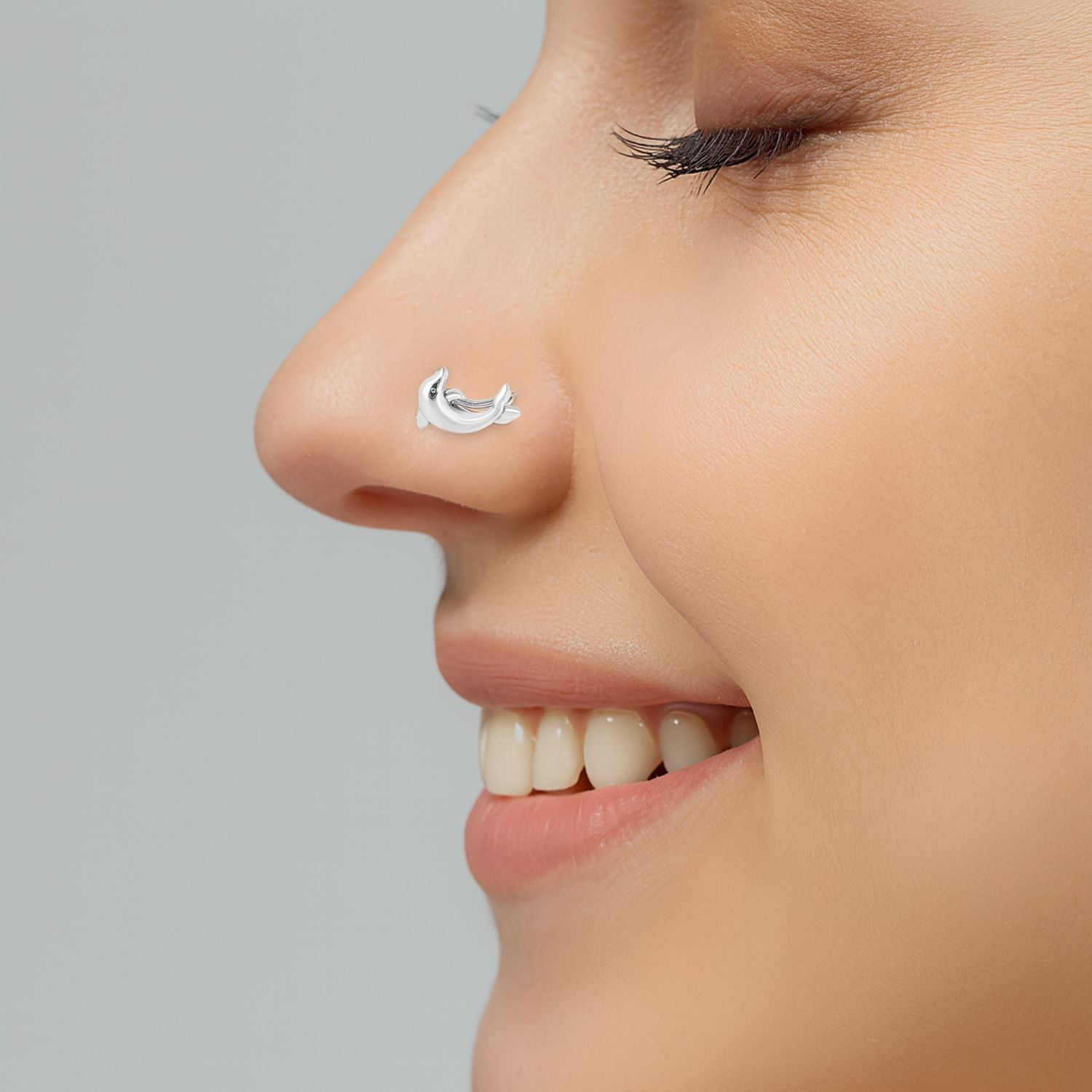 Ocean-Inspired Dolphin Nose Pin - Sterling Silver