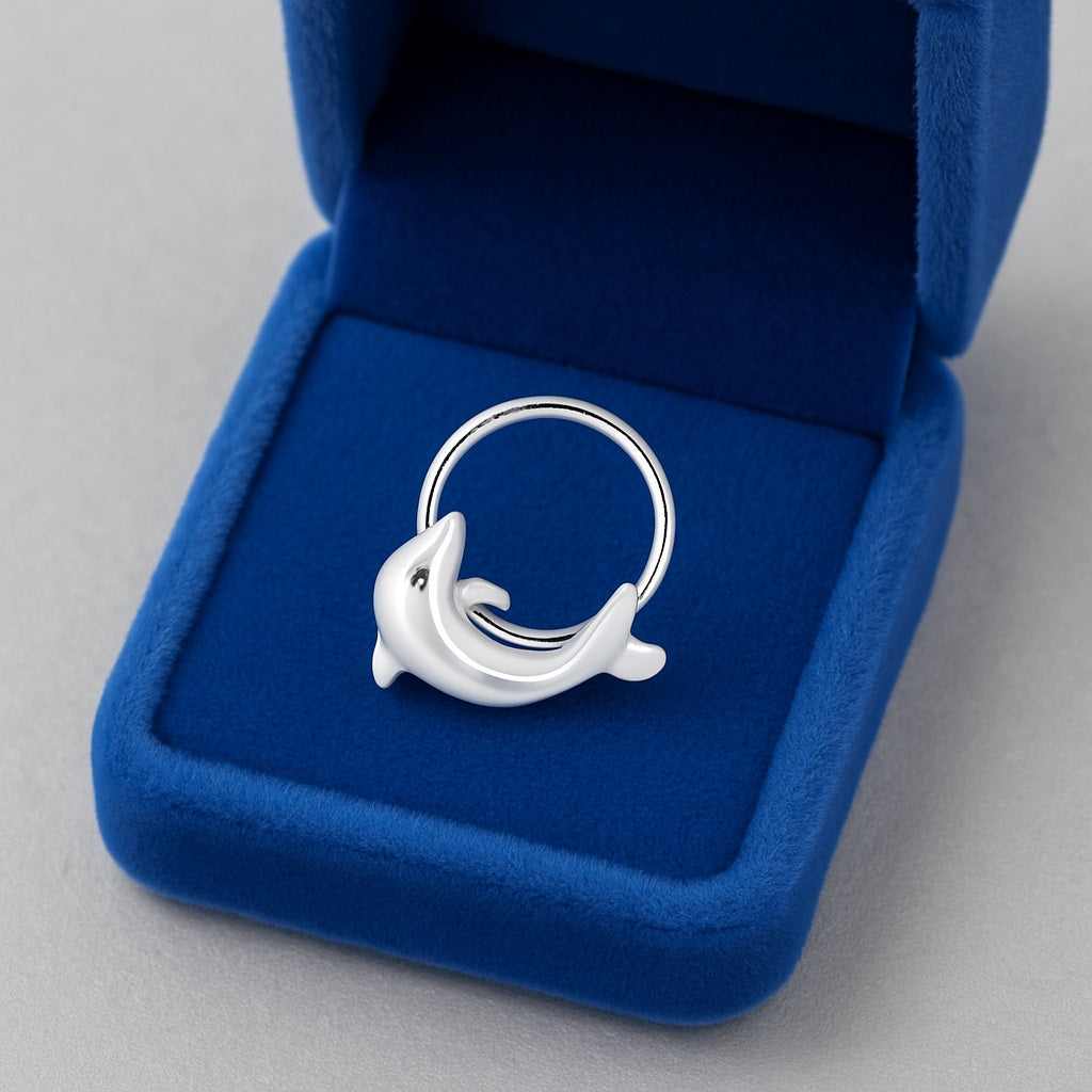 Ocean-Inspired Dolphin Nose Pin - Sterling Silver