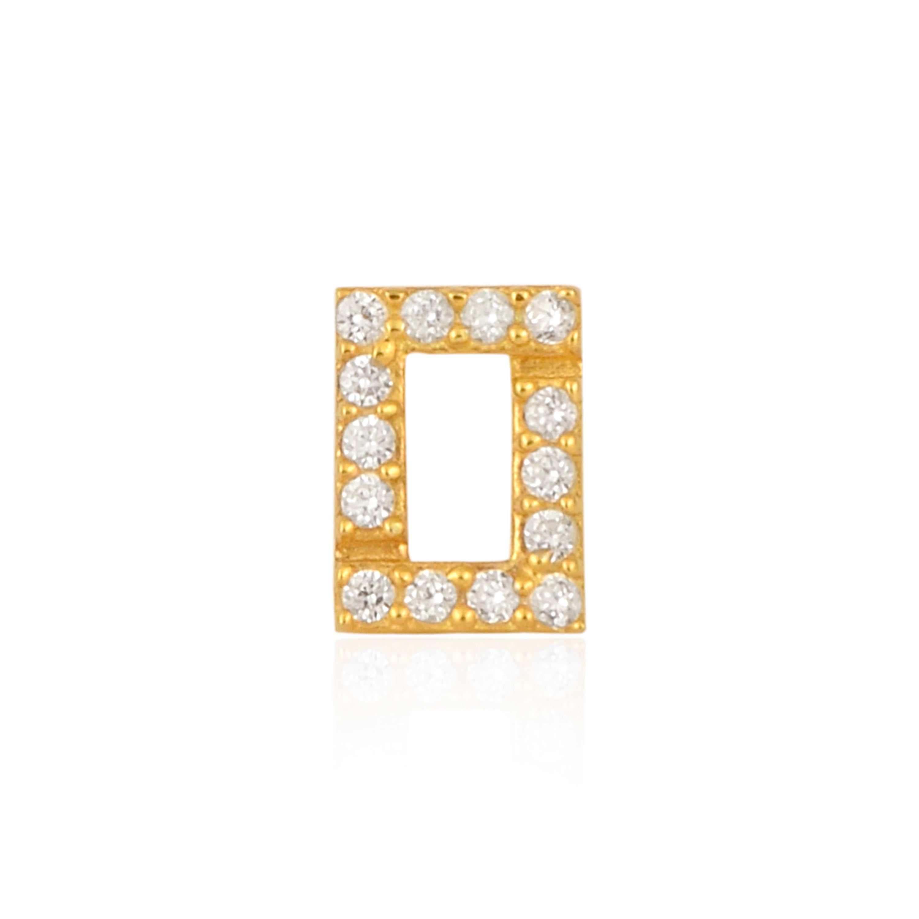 White CZ Rectangle Nose Pin - Sterling Silver Gold Plated