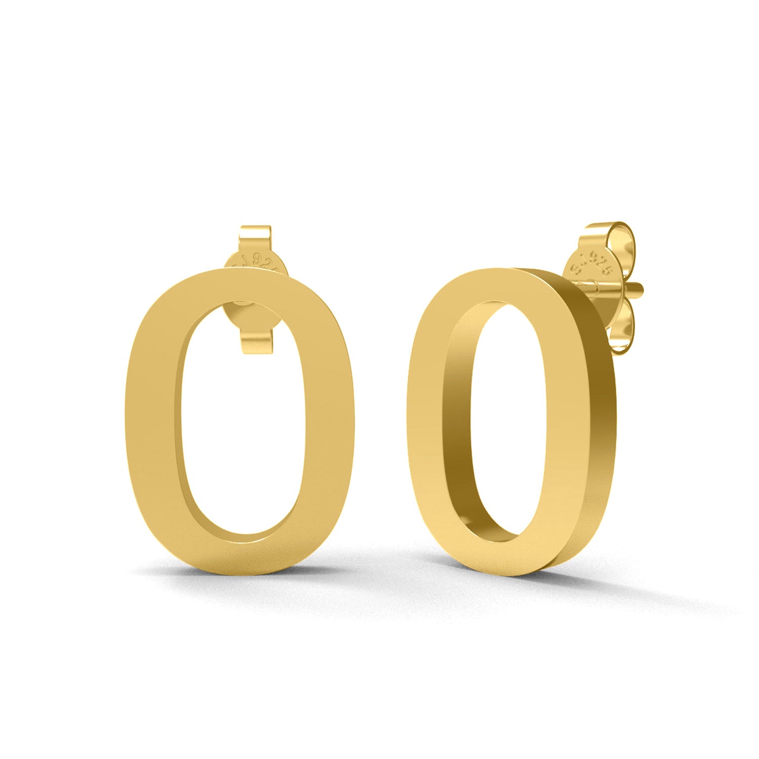 Orecchino a bottone con monogramma iniziale "O" – Argento Sterling