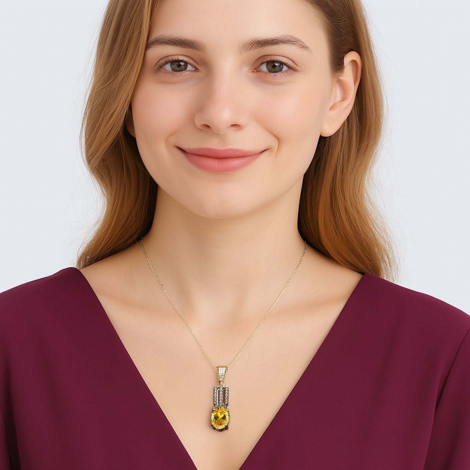Tear Drop Three Line Multi Choice Gemstone Pendant