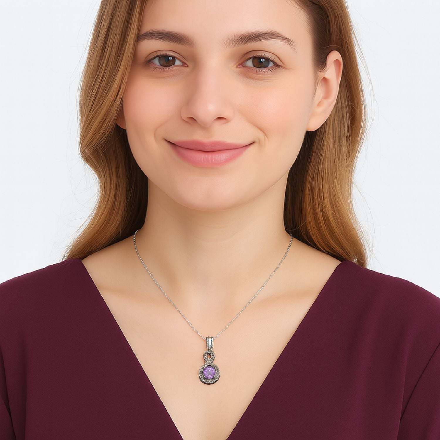 Multi Stone Infinity Solitaire Pendant -Sterling Silver
