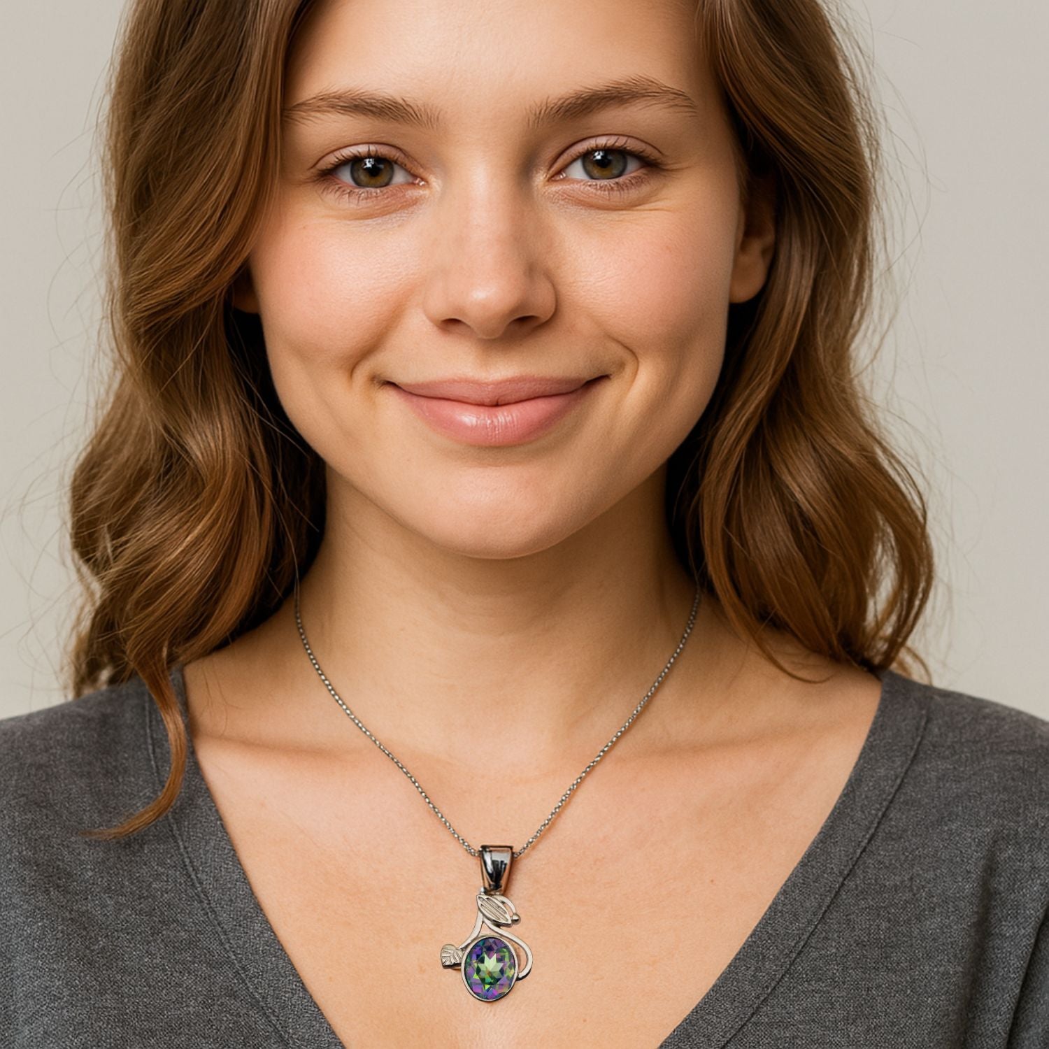 Flower Style Oval Cut Multi Choice Gemstone Pendant