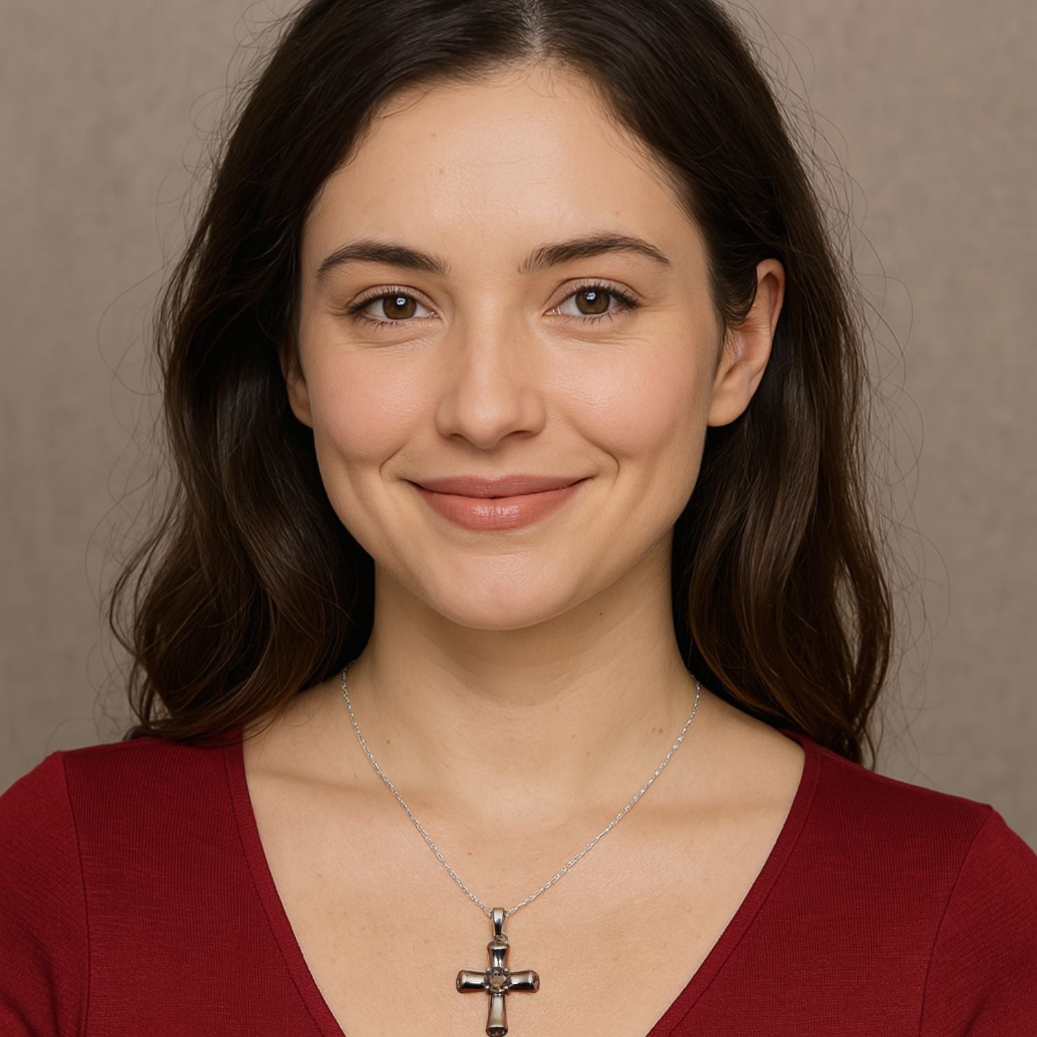 Multi Stone Cross Pendant -Sterling Silver