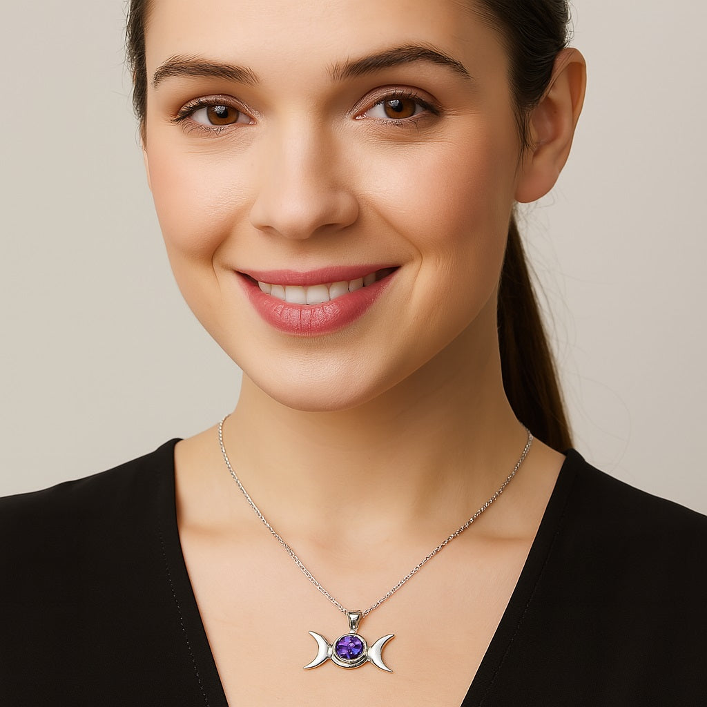 Celtic Style Round Cut Multi Choice Gemstone Pendant