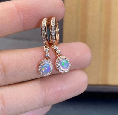 Oval Shaped Opal 6X8 Wedding Gift Earrings For Women 925 Sterling Silver Earrings