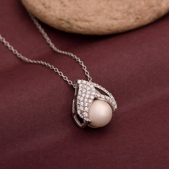 4.00 Ct Round Shape Natural Pearl 925 Sterling Silver June Birthstone Cluster Necklace