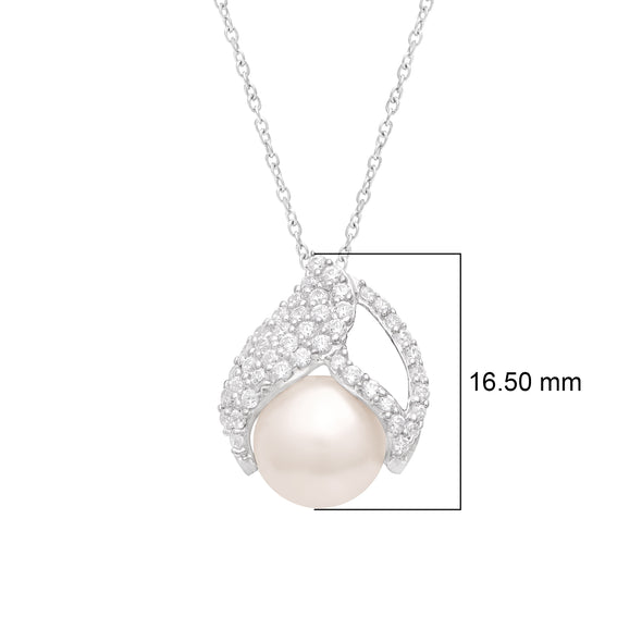 4.00 Ct Round Shape Natural Pearl 925 Sterling Silver June Birthstone Cluster Necklace