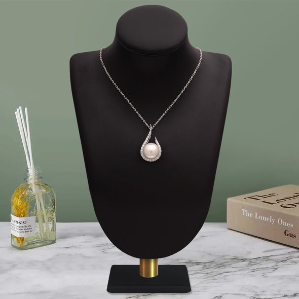 3.95 Ctw Round Shape Pearl 925 Sterling Silver Solitaire Swirl Design | June Birthstone Pendant