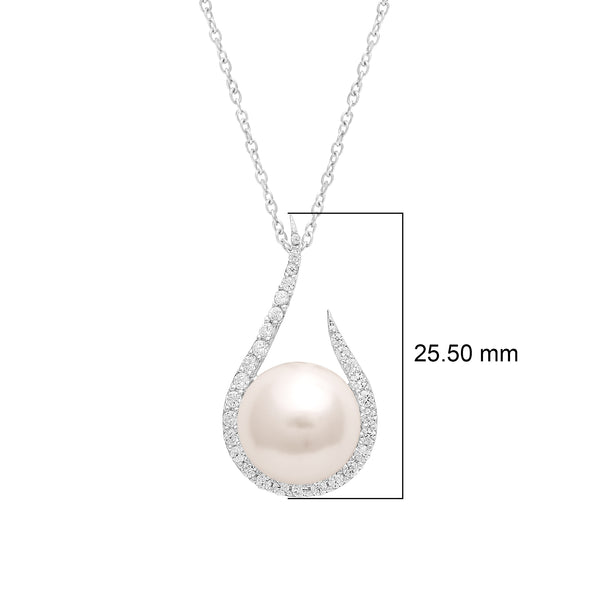 3.95 Ctw Round Shape Pearl 925 Sterling Silver Solitaire Swirl Design | June Birthstone Pendant