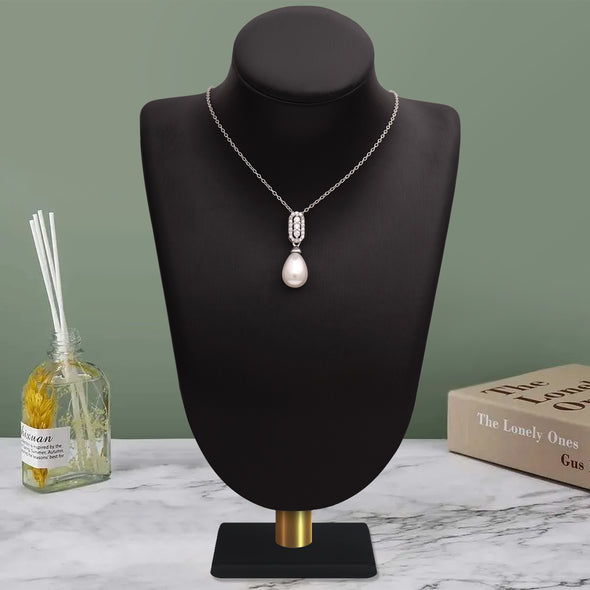 3.95 Cts Pear Shape Pearl 925 Sterling Silver Teardrop Elegant Engagement Women Pendant Necklace