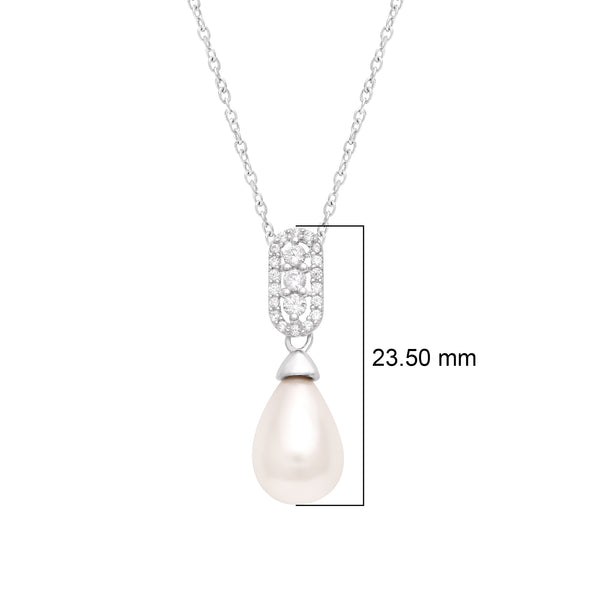 3.95 Cts Pear Shape Pearl 925 Sterling Silver Teardrop Elegant Engagement Women Pendant Necklace