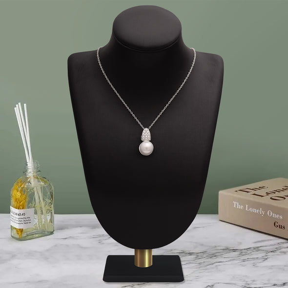 Bezel Set 3.60 Ctw Round Shape Pearl 925 Sterling Silver Drop Women Wedding Pendant Necklace