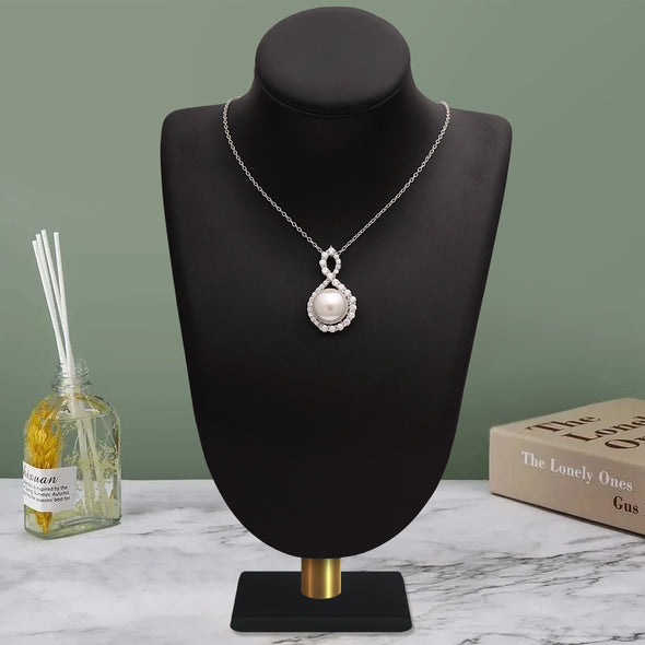 4.10 Ctw Round Natural Pearl 925 Sterling Silver Solitaire Halo Infinity Knot Bridesmaid Necklace