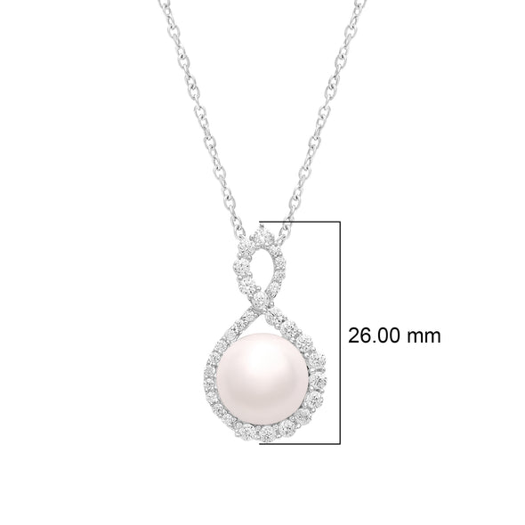 4.10 Ctw Round Natural Pearl 925 Sterling Silver Solitaire Halo Infinity Knot Bridesmaid Necklace