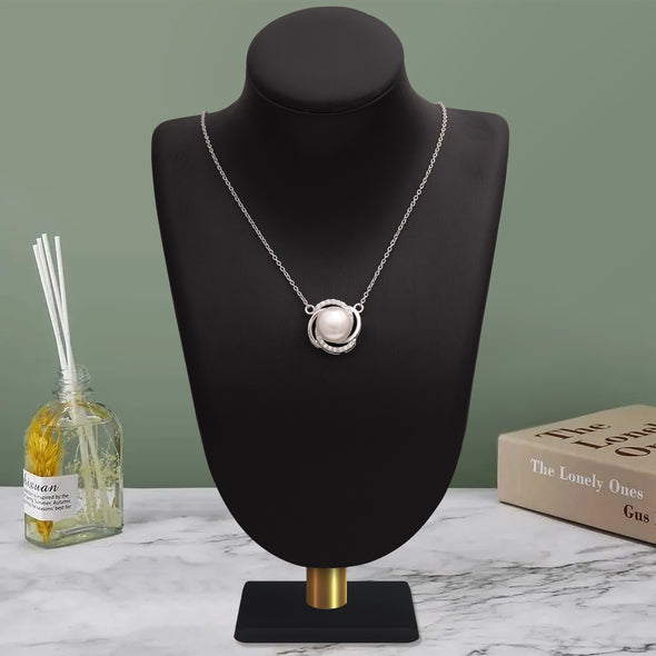 3.95 Ctw Round White Pearl Gemstone 925 Sterling Silver Love Knot Swirl Elegant Design Pendant Necklace