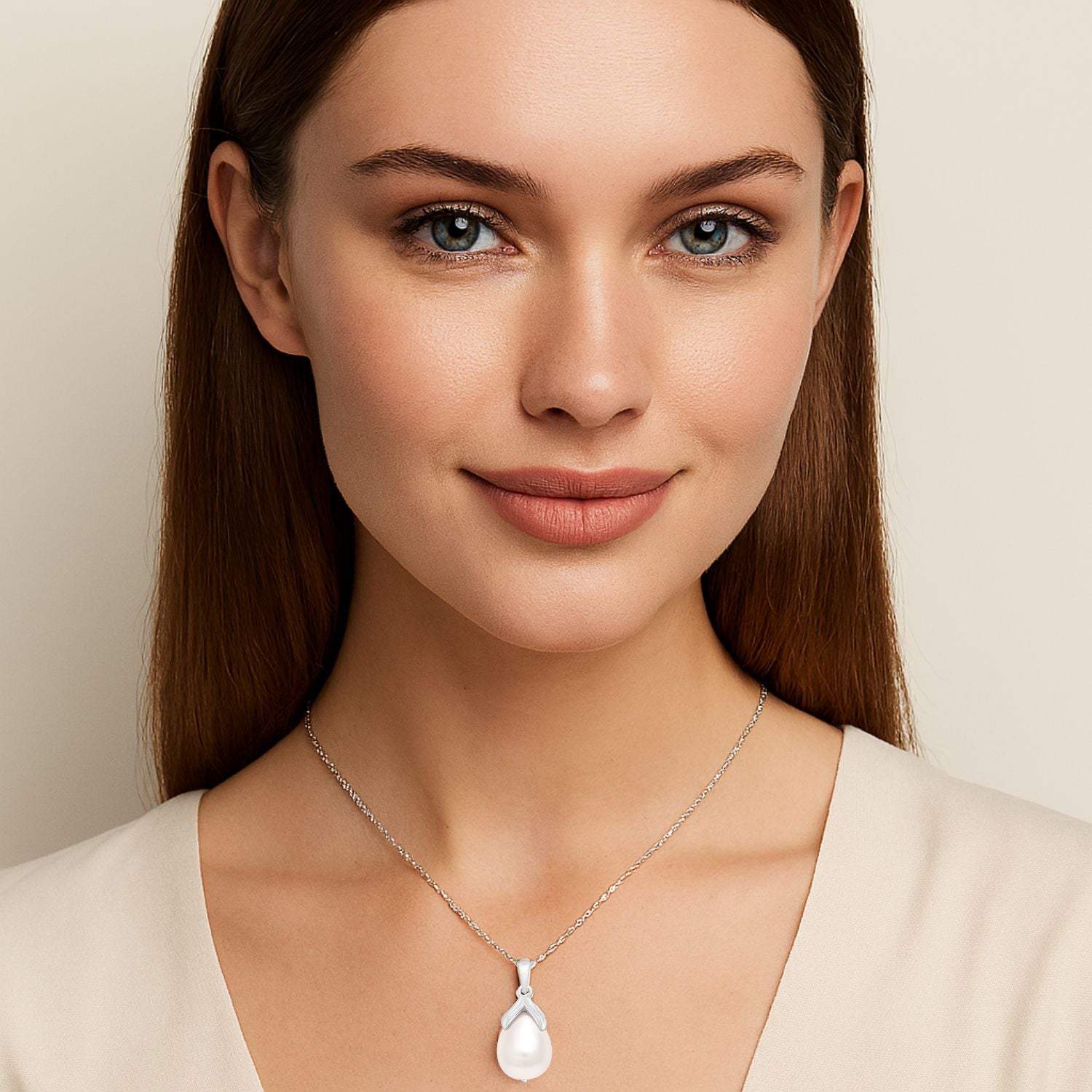 Pearl Tulip Drop Necklace – Sterling Silver