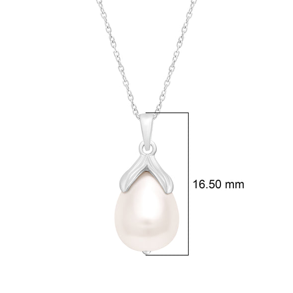3.00 Ctw Pear Pearl Gemstone 925 Sterling Silver Floral-Inspired Cap Teardrop Pendant Necklace Elegant Jewelry