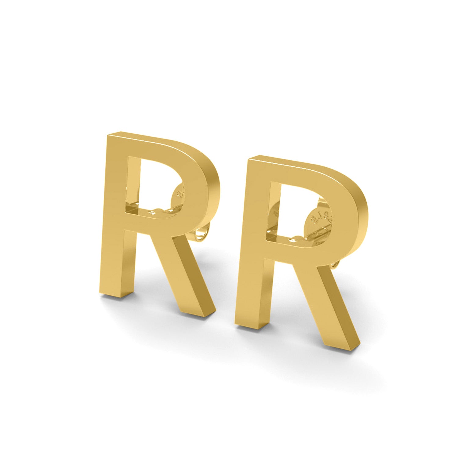 Initial "R" Monogram Stud Earring – Sterling Silver