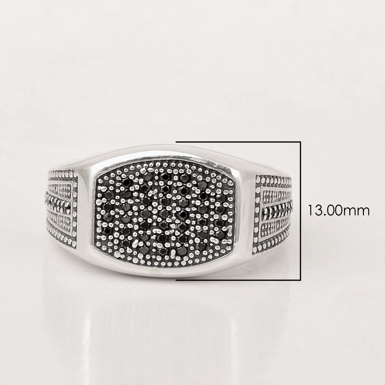 Men's Black Spinel Sterling Silver Signet Ring