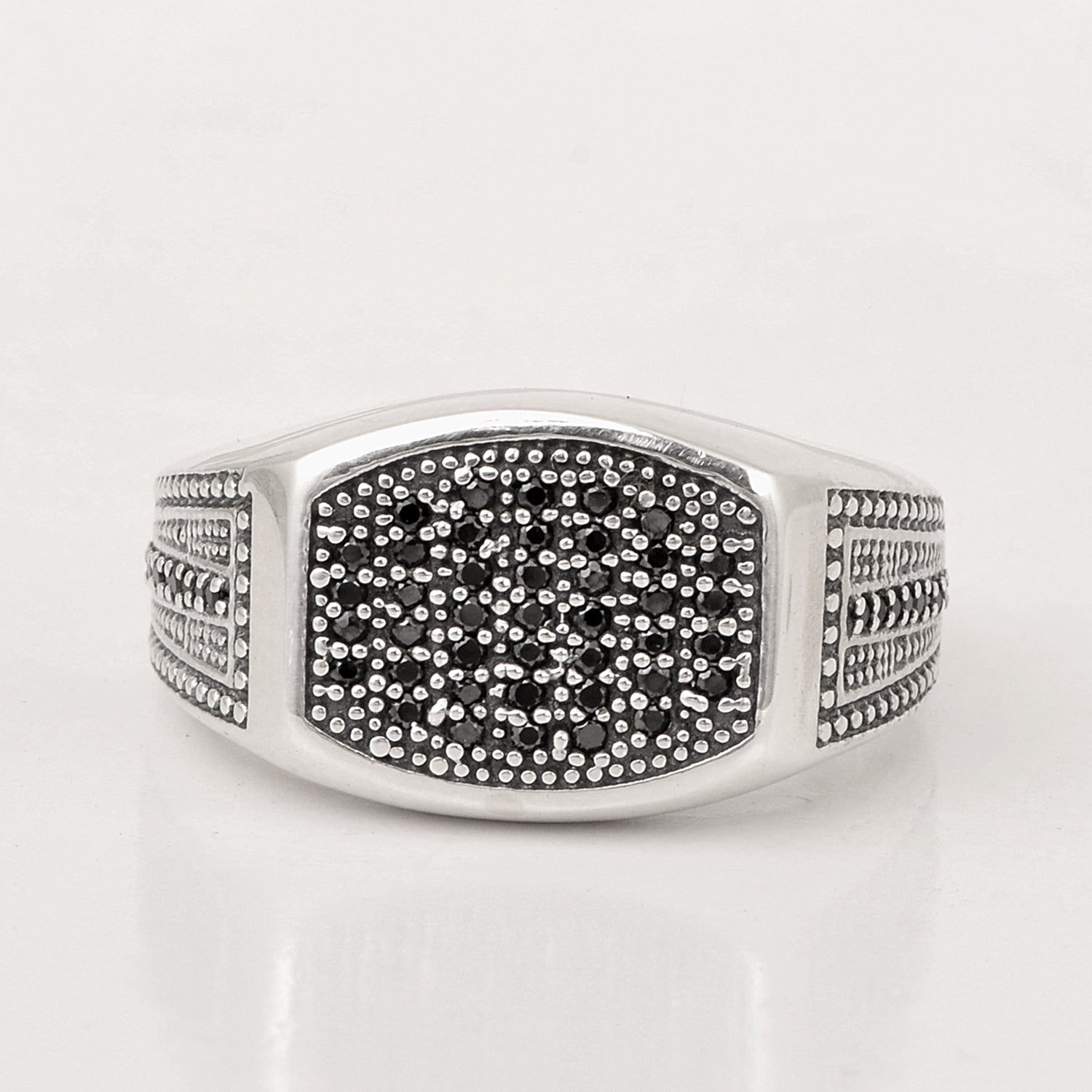 Men's Black Spinel Sterling Silver Signet Ring